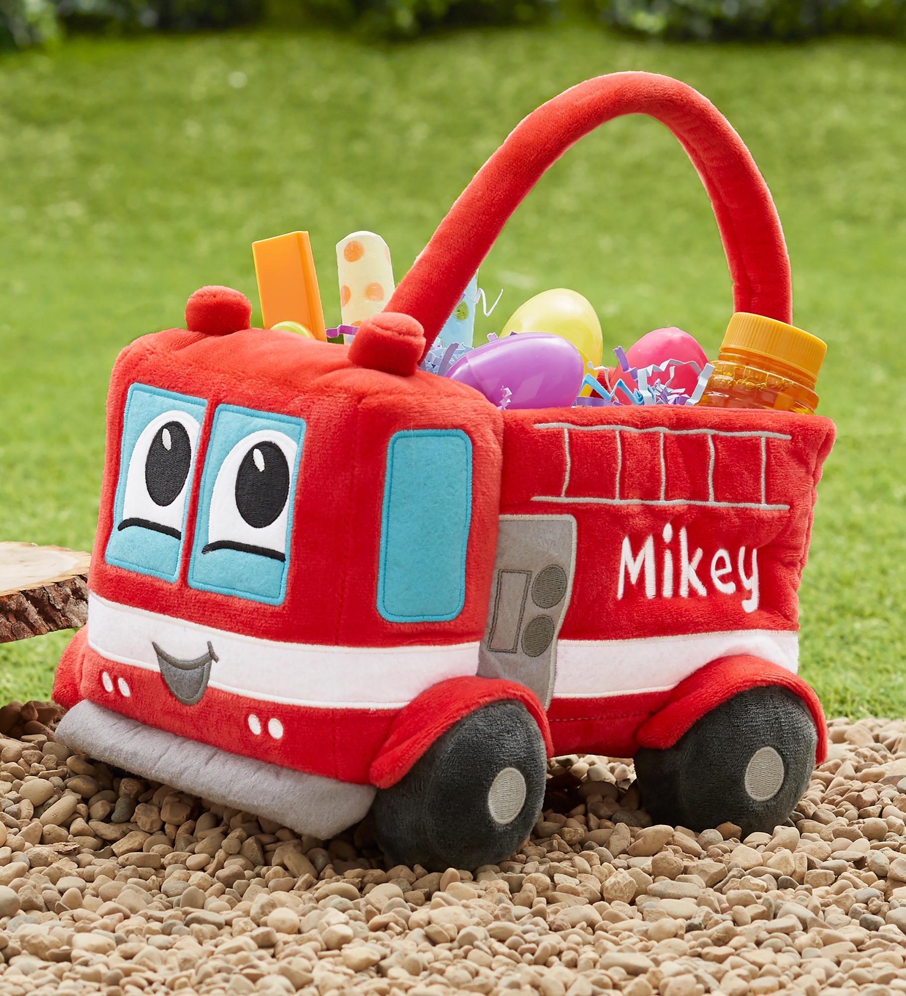 Fire Truck Embroidered Plush Easter Basket